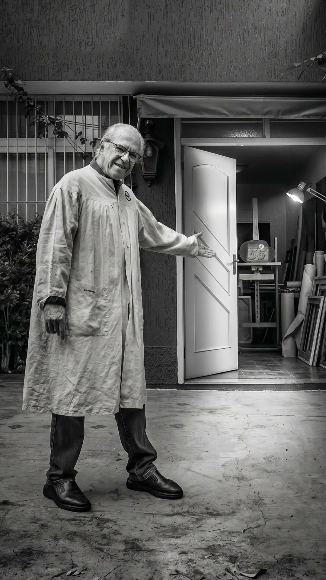 Retrato do artista Gavira no seu ateliê